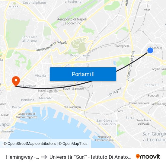 Hemingway - F.Lli Grimm to Università ""Sun"" - Istituto Di Anatomia Patologica ""L.Armanni"" map