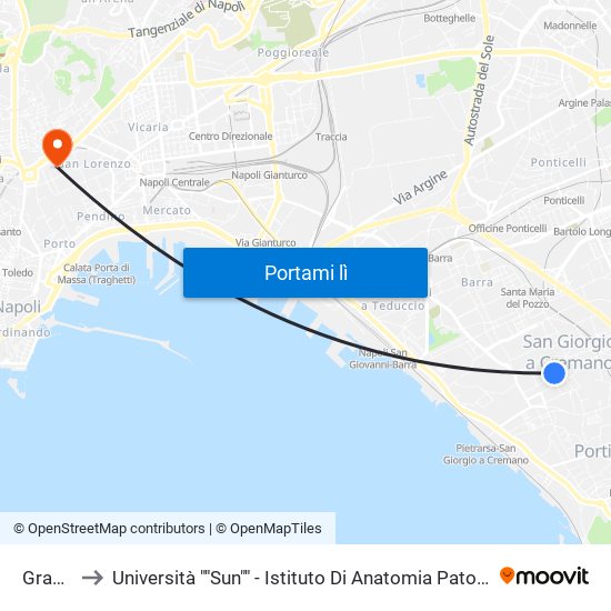 Gramsci to Università ""Sun"" - Istituto Di Anatomia Patologica ""L.Armanni"" map