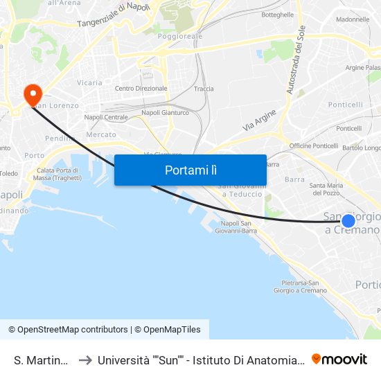 S. Martino - Mario to Università ""Sun"" - Istituto Di Anatomia Patologica ""L.Armanni"" map