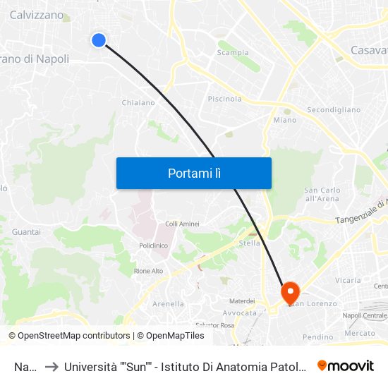 Napoli to Università ""Sun"" - Istituto Di Anatomia Patologica ""L.Armanni"" map