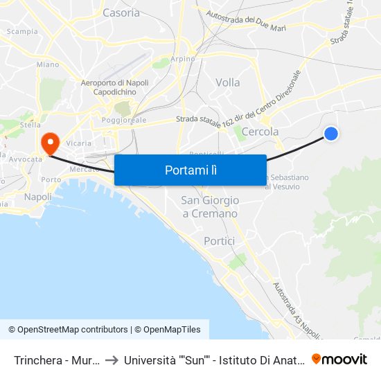 Trinchera - Murillo Di Trocchia to Università ""Sun"" - Istituto Di Anatomia Patologica ""L.Armanni"" map