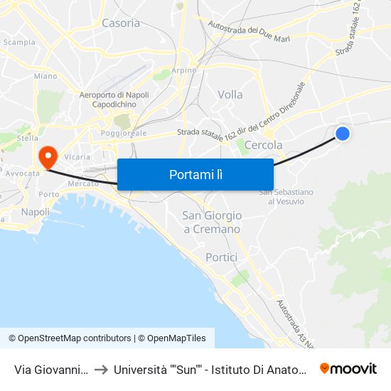 Via Giovanni Primicerio to Università ""Sun"" - Istituto Di Anatomia Patologica ""L.Armanni"" map