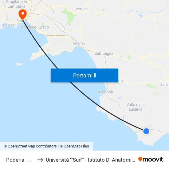 Poderia - Bar Kairos to Università ""Sun"" - Istituto Di Anatomia Patologica ""L.Armanni"" map