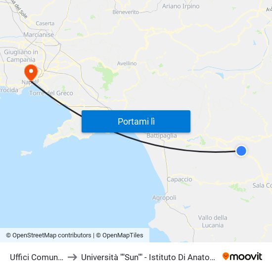 Uffici Comunali (Auletta) to Università ""Sun"" - Istituto Di Anatomia Patologica ""L.Armanni"" map