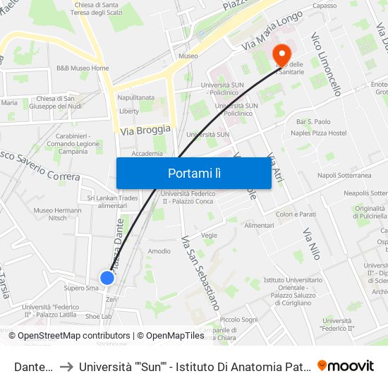 Dante - M1 to Università ""Sun"" - Istituto Di Anatomia Patologica ""L.Armanni"" map