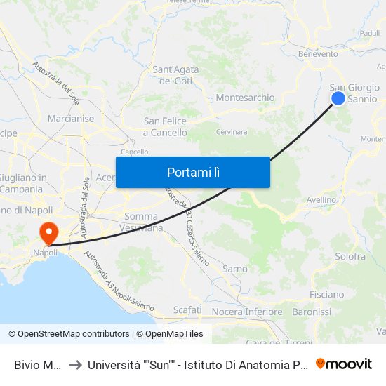 Bivio Mancusi to Università ""Sun"" - Istituto Di Anatomia Patologica ""L.Armanni"" map