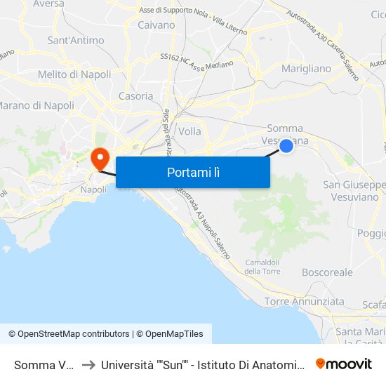 Somma Vesuviana to Università ""Sun"" - Istituto Di Anatomia Patologica ""L.Armanni"" map