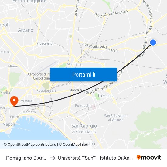 Pomigliano D'Arco - Via Selva, 224 to Università ""Sun"" - Istituto Di Anatomia Patologica ""L.Armanni"" map