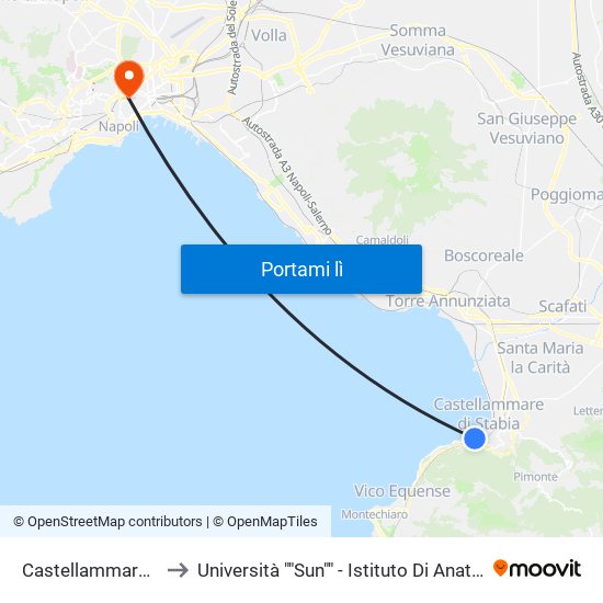 Castellammare - Via Duilio, 33 to Università ""Sun"" - Istituto Di Anatomia Patologica ""L.Armanni"" map