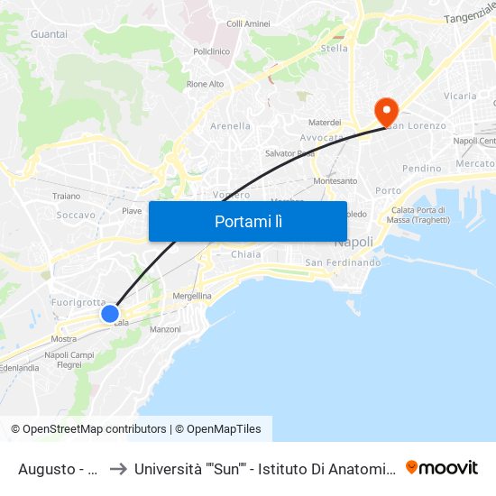 Augusto - San Vitale to Università ""Sun"" - Istituto Di Anatomia Patologica ""L.Armanni"" map