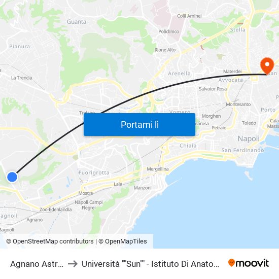 Agnano Astroni - Terme to Università ""Sun"" - Istituto Di Anatomia Patologica ""L.Armanni"" map