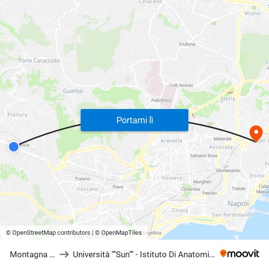 Montagna Spaccata to Università ""Sun"" - Istituto Di Anatomia Patologica ""L.Armanni"" map