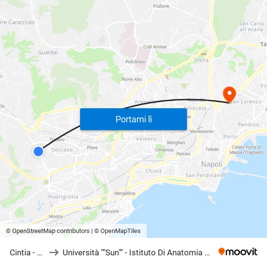 Cintia - Traiano to Università ""Sun"" - Istituto Di Anatomia Patologica ""L.Armanni"" map