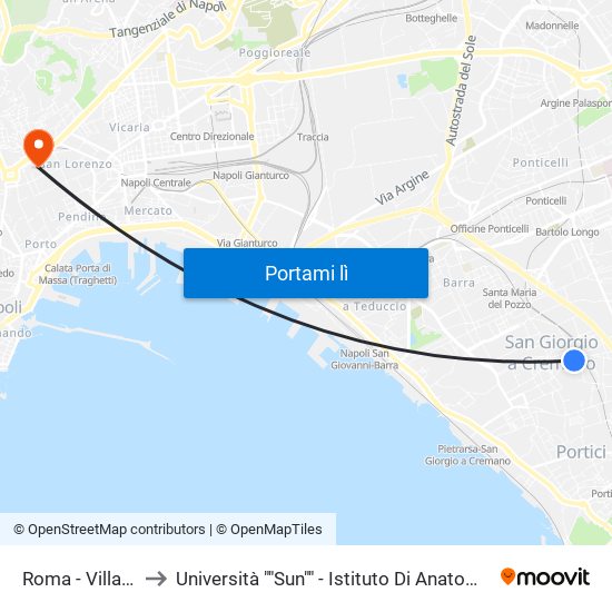 Roma - Villa Vannucchi to Università ""Sun"" - Istituto Di Anatomia Patologica ""L.Armanni"" map