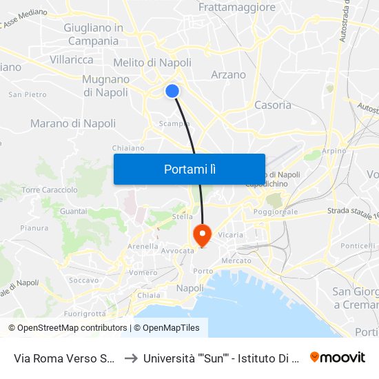 Via Roma Verso Scampia - Rif. Distr. Agip to Università ""Sun"" - Istituto Di Anatomia Patologica ""L.Armanni"" map