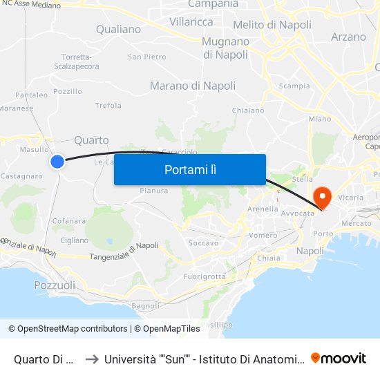 Quarto Di Marano FS to Università ""Sun"" - Istituto Di Anatomia Patologica ""L.Armanni"" map