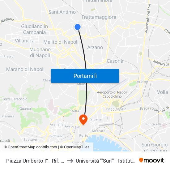 Piazza Umberto I° - Rif. Alt. Chiesa Maria Ss. Assunta In Cielo to Università ""Sun"" - Istituto Di Anatomia Patologica ""L.Armanni"" map