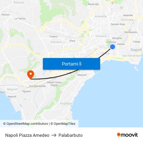 Napoli Piazza Amedeo to Palabarbuto map