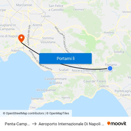 Penta-Campo Sportivo to Aeroporto Internazionale Di Napoli Capodichino - Terminal 1 map