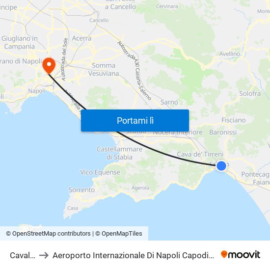 Cavaliero to Aeroporto Internazionale Di Napoli Capodichino - Terminal 1 map