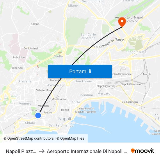 Napoli Piazza Amedeo to Aeroporto Internazionale Di Napoli Capodichino - Terminal 1 map