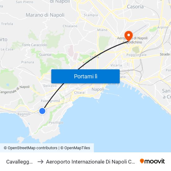 Cavalleggeri Aosta to Aeroporto Internazionale Di Napoli Capodichino - Terminal 1 map