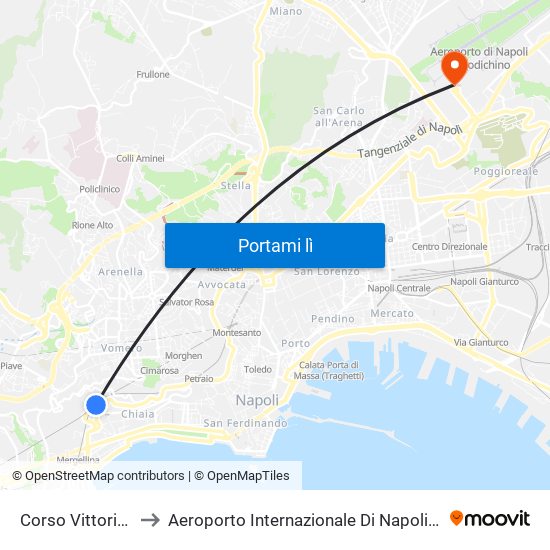 Corso Vittorio Emanuele to Aeroporto Internazionale Di Napoli Capodichino - Terminal 1 map