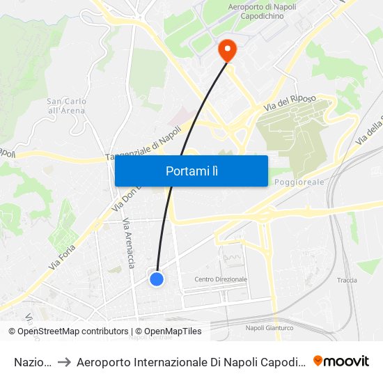 Nazionale to Aeroporto Internazionale Di Napoli Capodichino - Terminal 1 map