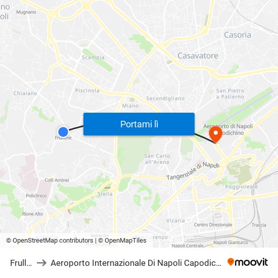 Frullone to Aeroporto Internazionale Di Napoli Capodichino - Terminal 1 map