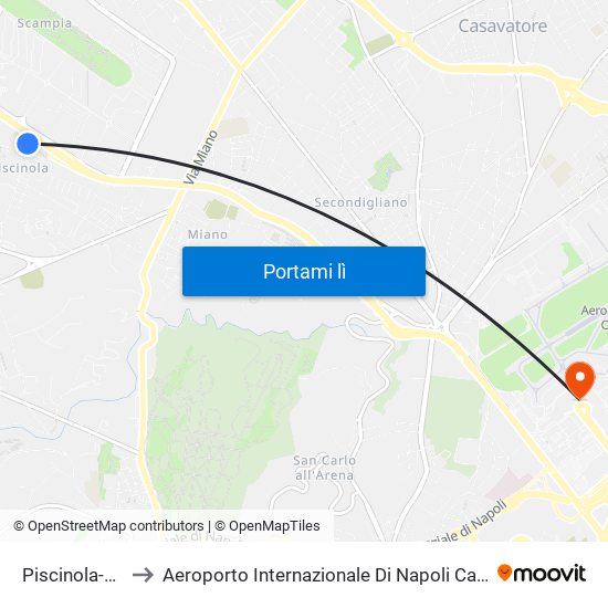 Piscinola-Scampia to Aeroporto Internazionale Di Napoli Capodichino - Terminal 1 map