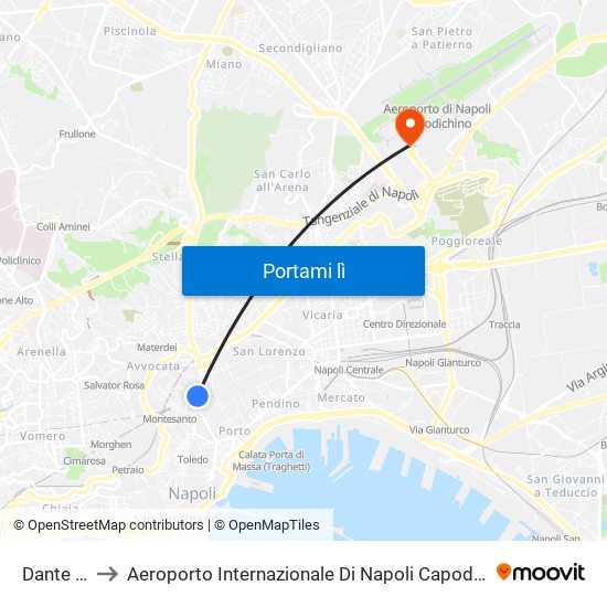 Dante - M1 to Aeroporto Internazionale Di Napoli Capodichino - Terminal 1 map