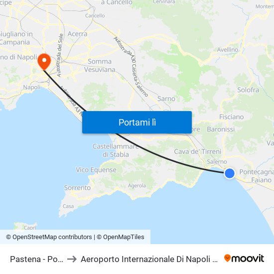 Pastena  - Polo Nautico to Aeroporto Internazionale Di Napoli Capodichino - Terminal 1 map