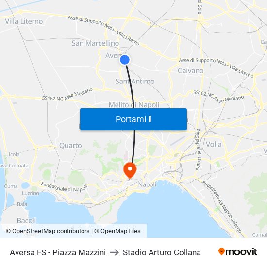 Aversa FS - Piazza Mazzini to Stadio Arturo Collana map