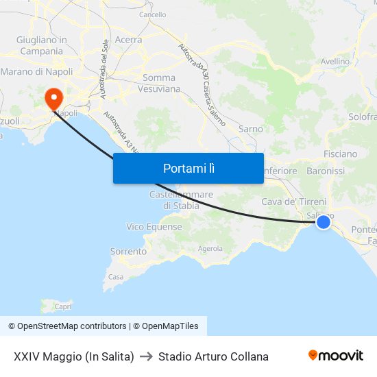 XXIV Maggio  (In Salita) to Stadio Arturo Collana map