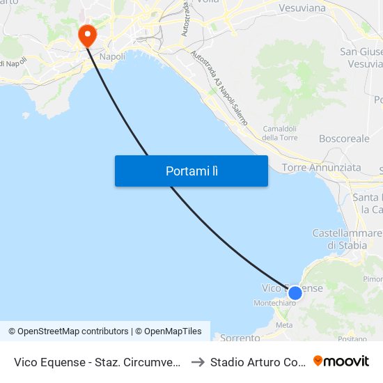 Vico Equense - Staz. Circumvesuviana to Stadio Arturo Collana map