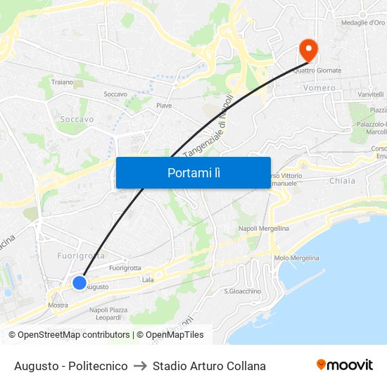 Augusto - Politecnico to Stadio Arturo Collana map