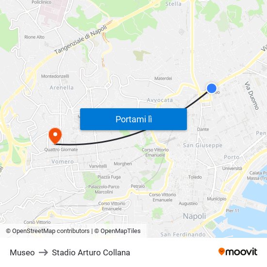 Museo to Stadio Arturo Collana map