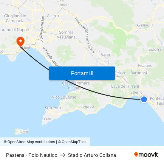 Pastena  - Polo Nautico to Stadio Arturo Collana map