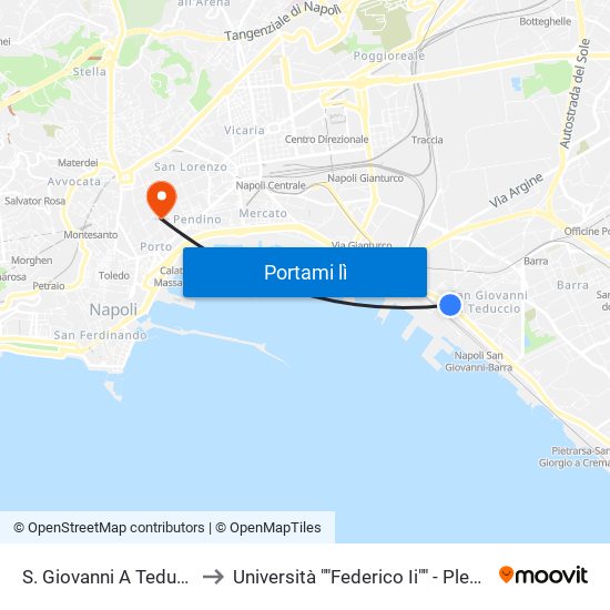 S. Giovanni A Teduccio - Tartarone to Università ""Federico Ii"" - Plesso Mezzocannone 16 map