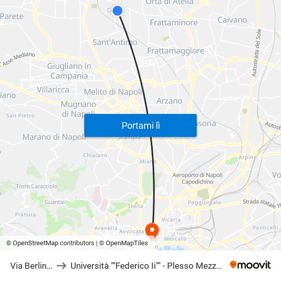 Via Berlinguer to Università ""Federico Ii"" - Plesso Mezzocannone 16 map