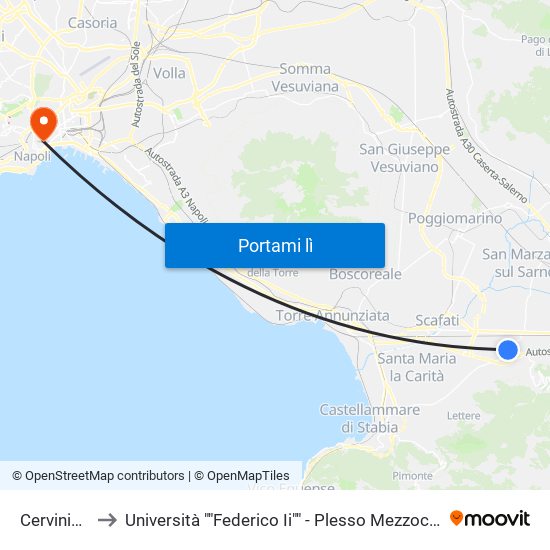 Cervinia 14 to Università ""Federico Ii"" - Plesso Mezzocannone 16 map