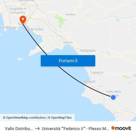 Vallo Distributore Eni to Università ""Federico Ii"" - Plesso Mezzocannone 16 map