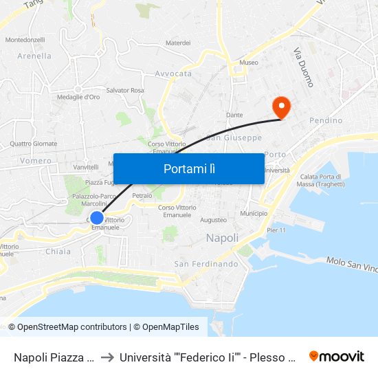 Napoli Piazza Amedeo to Università ""Federico Ii"" - Plesso Mezzocannone 16 map