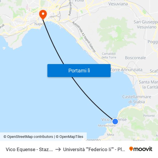 Vico Equense - Staz. Circumvesuviana to Università ""Federico Ii"" - Plesso Mezzocannone 16 map