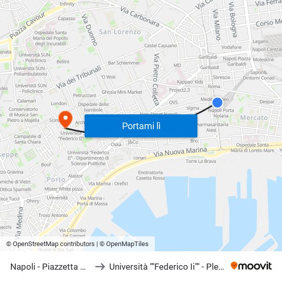 Napoli - Piazzetta Circumvesuviana to Università ""Federico Ii"" - Plesso Mezzocannone 16 map