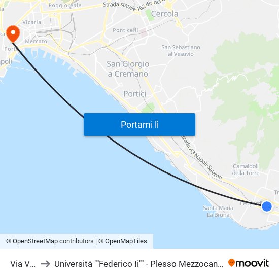 Via Viuli to Università ""Federico Ii"" - Plesso Mezzocannone 16 map