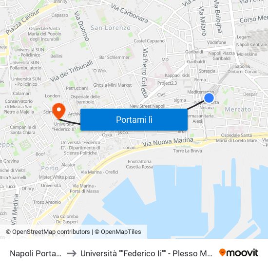 Napoli Porta Nolana to Università ""Federico Ii"" - Plesso Mezzocannone 16 map