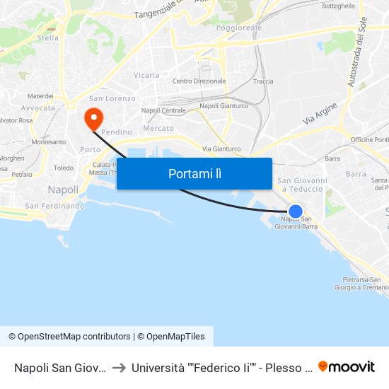 Napoli San Giovanni-Barra to Università ""Federico Ii"" - Plesso Mezzocannone 16 map