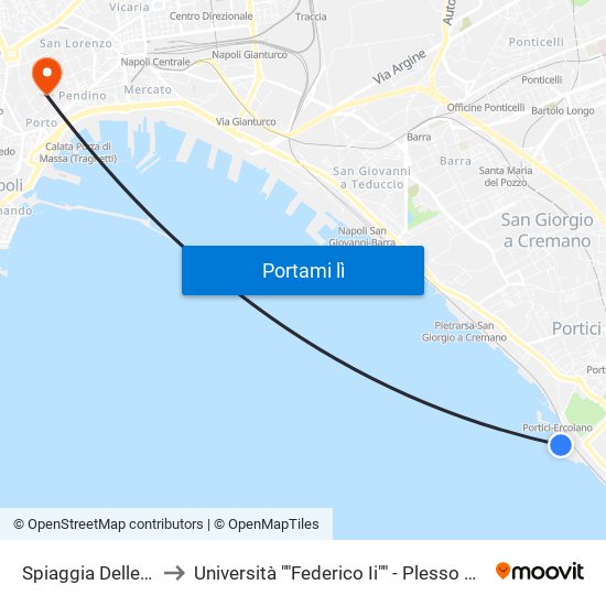 Spiaggia Delle Mortelle to Università ""Federico Ii"" - Plesso Mezzocannone 16 map