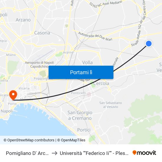 Pomigliano D' Arco - Via Fornari to Università ""Federico Ii"" - Plesso Mezzocannone 16 map